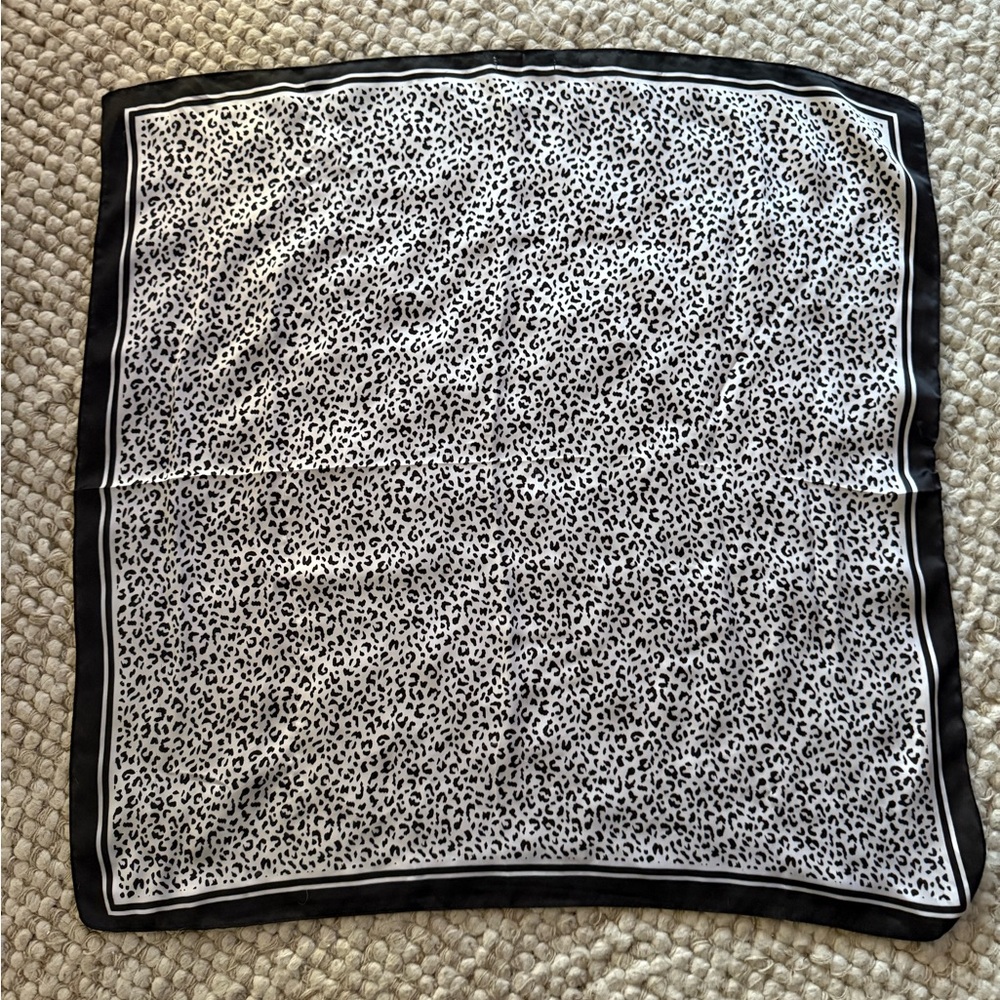 Leopard Print Scarf with Black Border